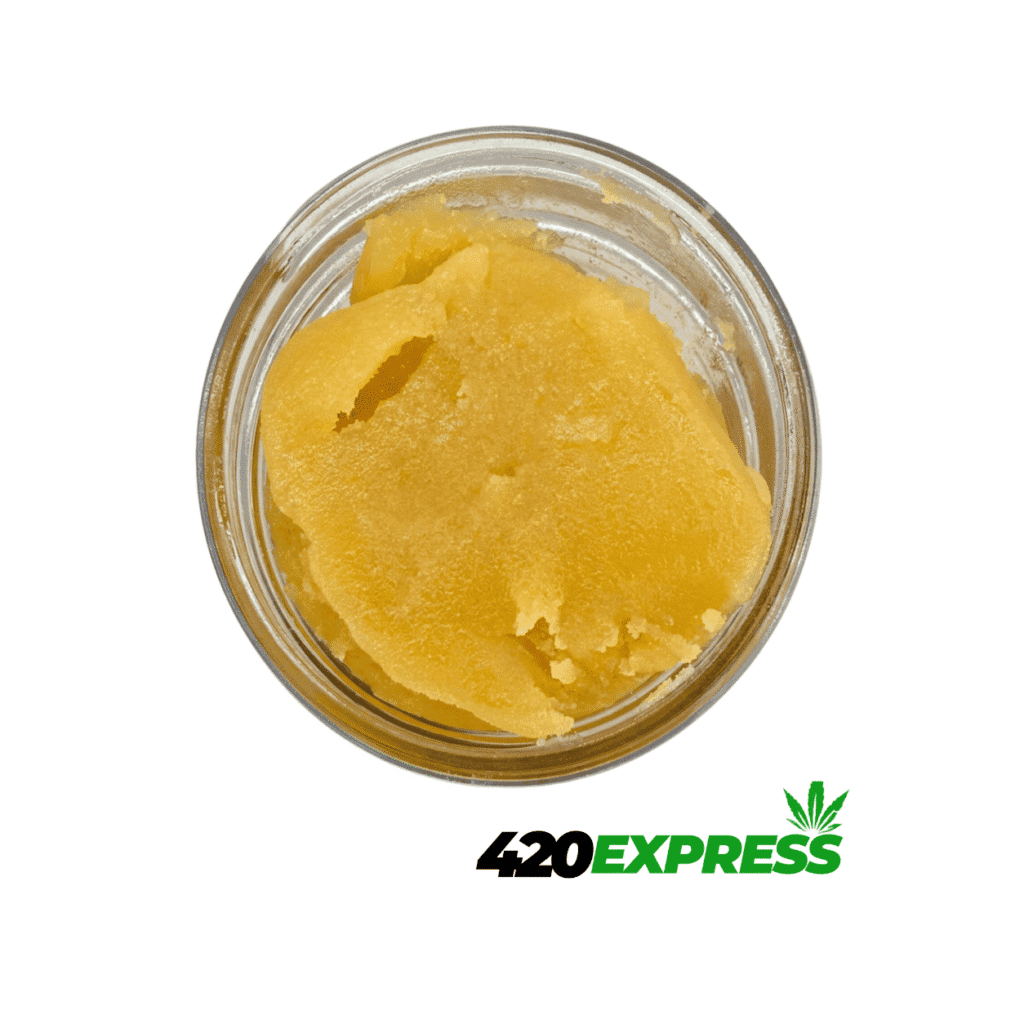 Space Cookies live resin concentrate in glass dab jar with amber terpene sauce